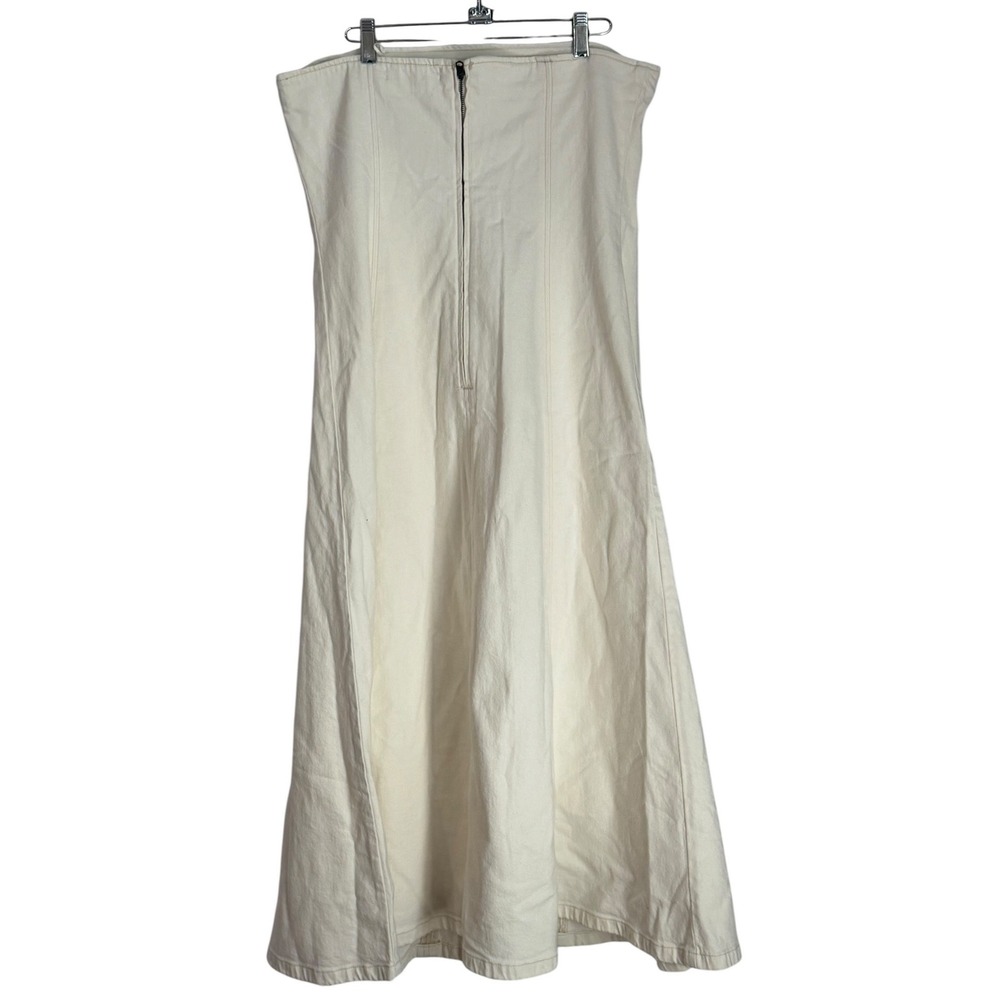 Abercrombie & Fitch Mila Strapless Denim Midi Dress Womens Size L Cream NWT - Picture 6 of 11